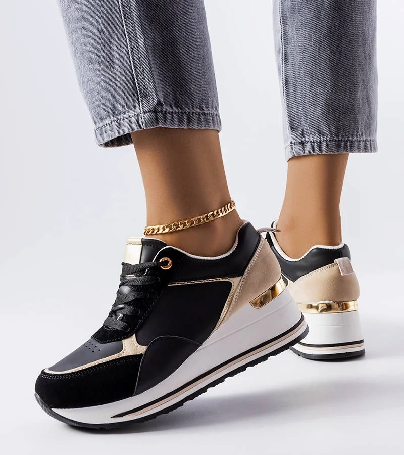 Černé tenisky Harvé na podpatku