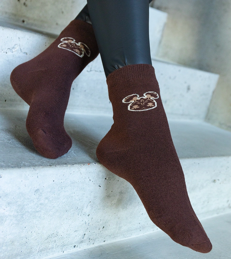 Hnědé teplé ponožky Sella