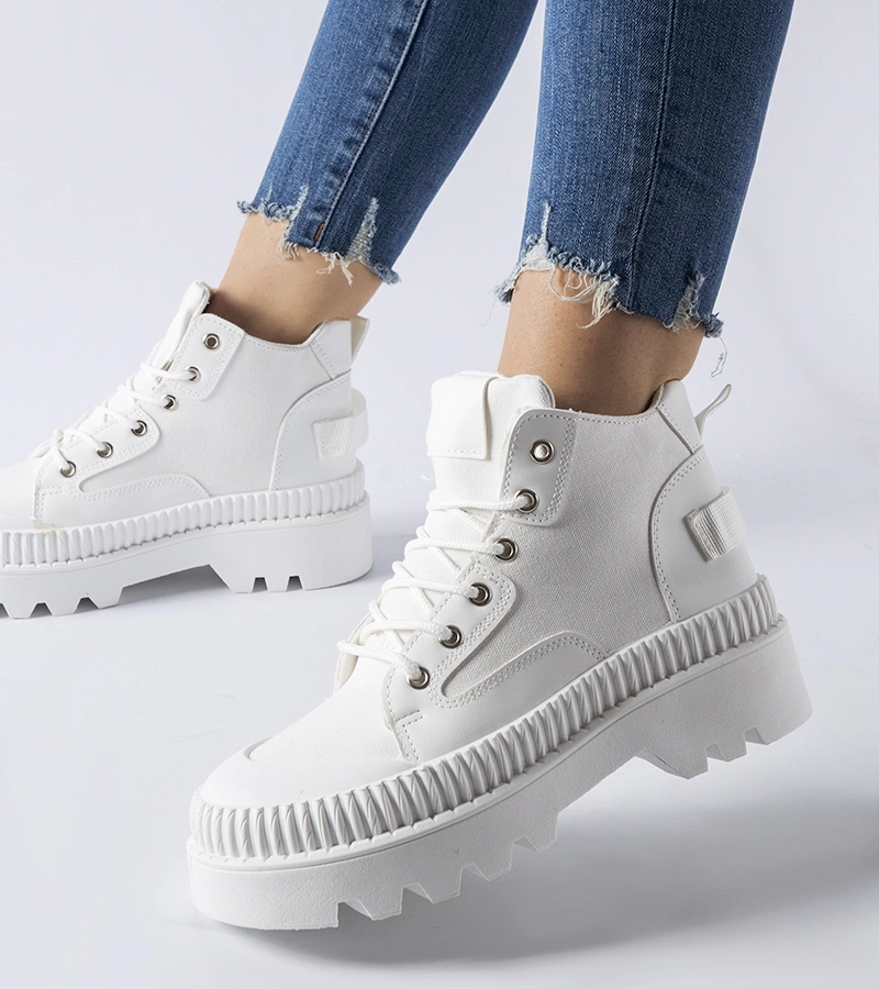 Bílé tenisky na vysoké platformě Grotta