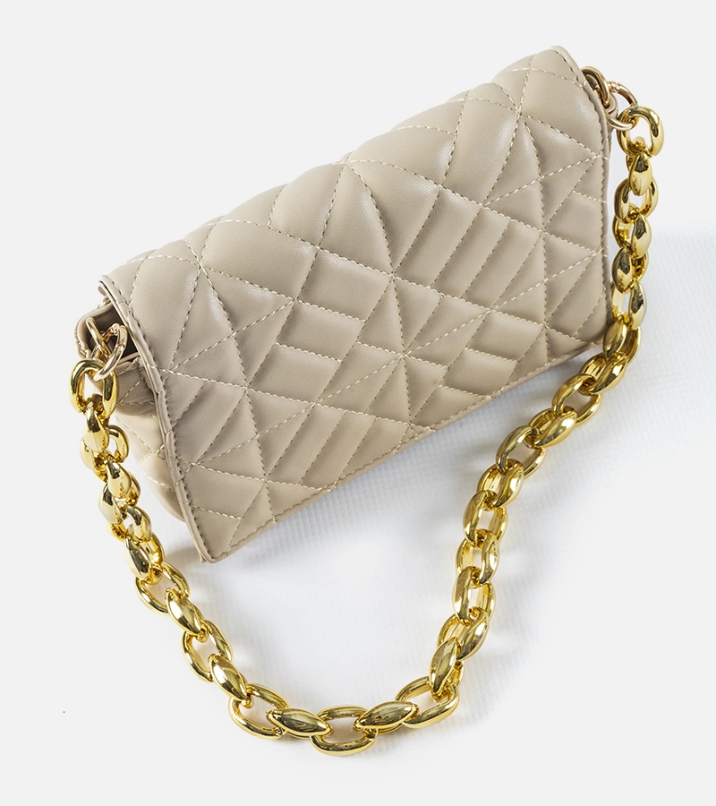 Bežová prošívaná kabelka na rameno Bergama