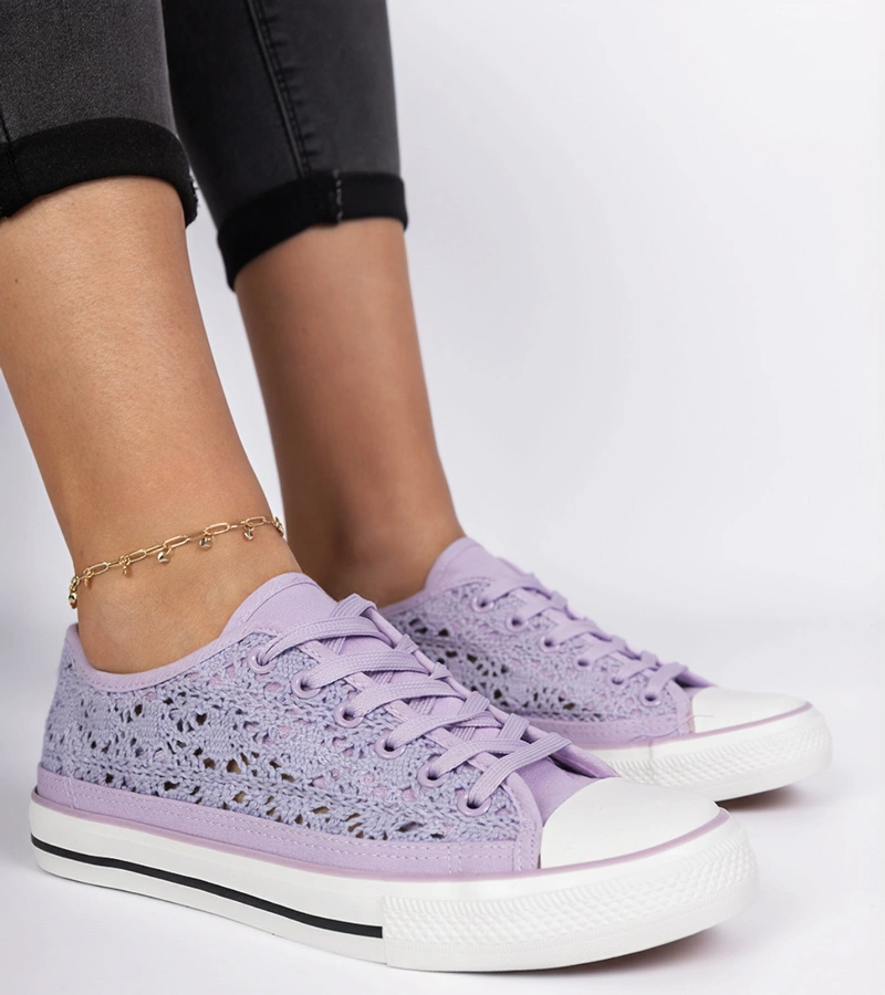 Fialové dámské děrované tenisky Saha