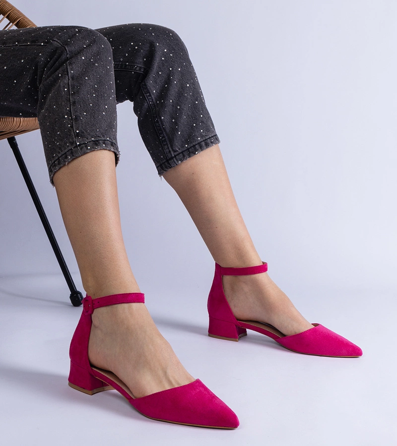 Tmavě růžové lodičky na nízkém podpatku Elison