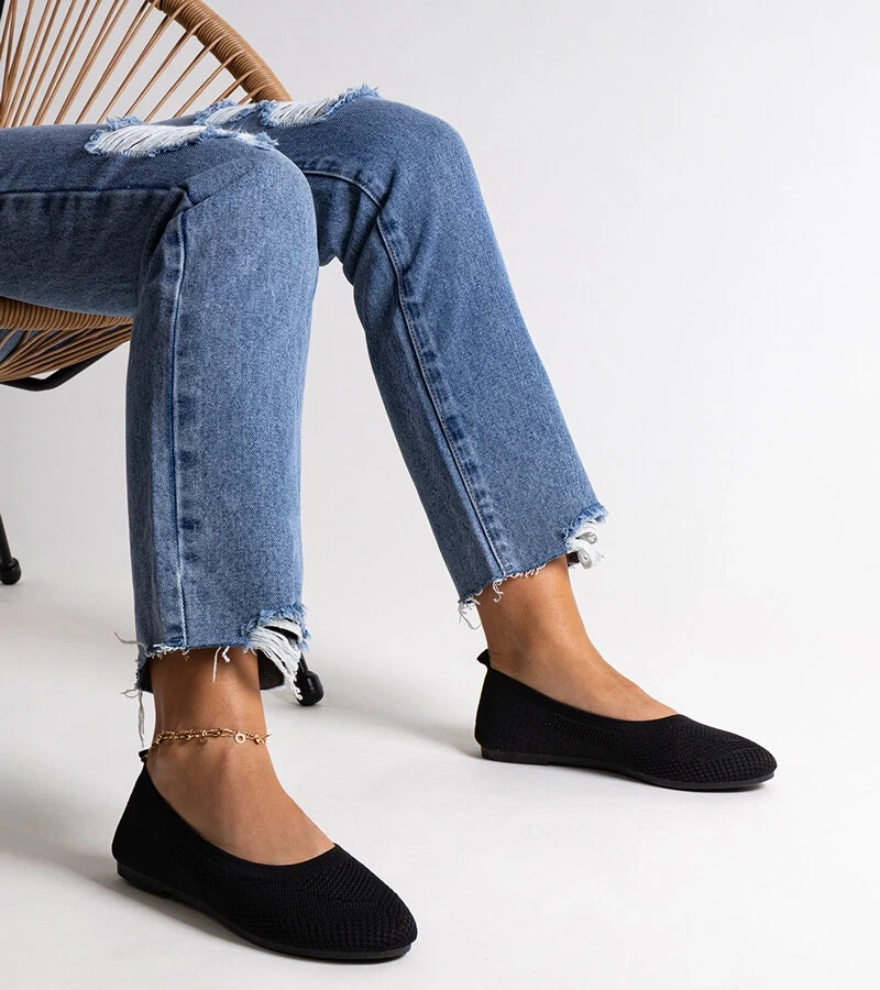 Černé látkové baleríny Yafia