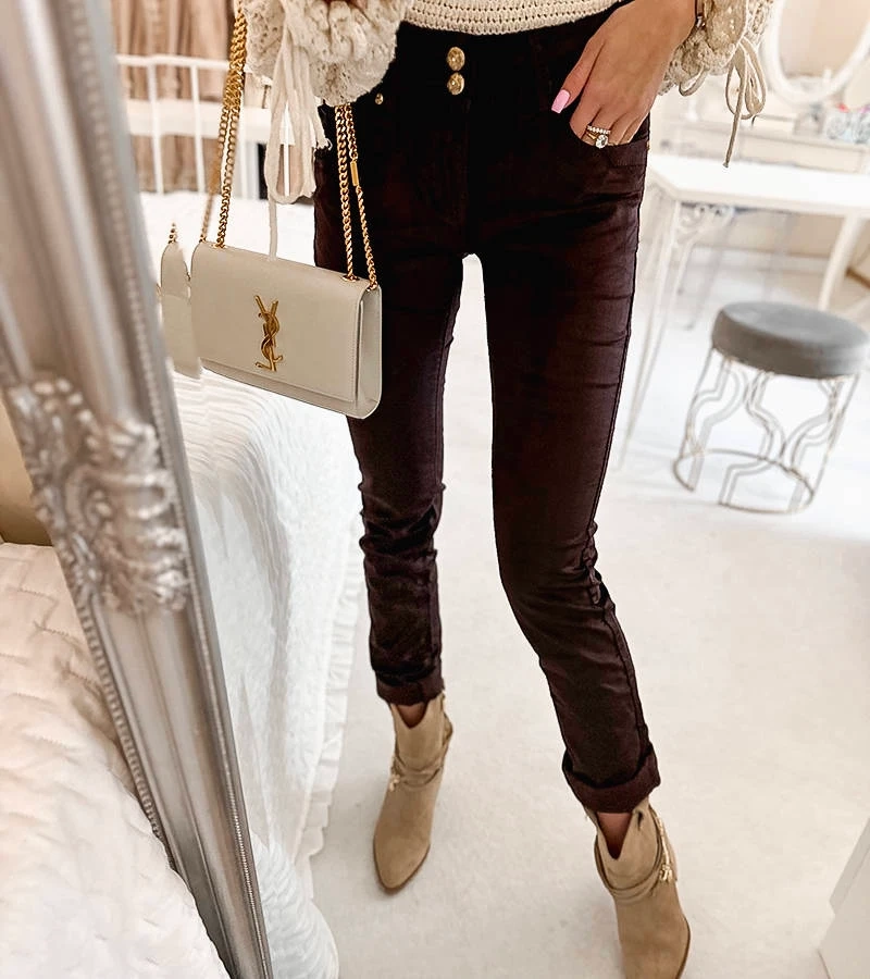 Hnědé látkové kalhoty Scala