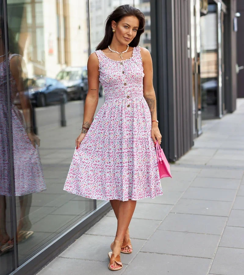 Růžové šaty na ramínkách Romolo