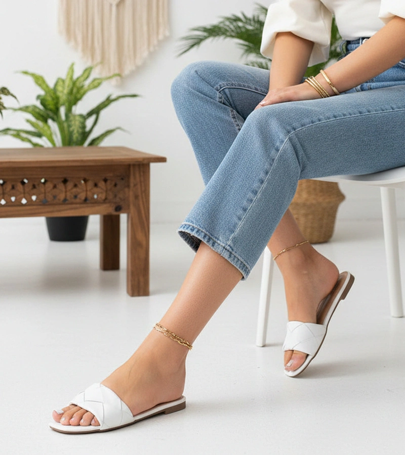 Béžové žabky s pleteným svrškem Iren