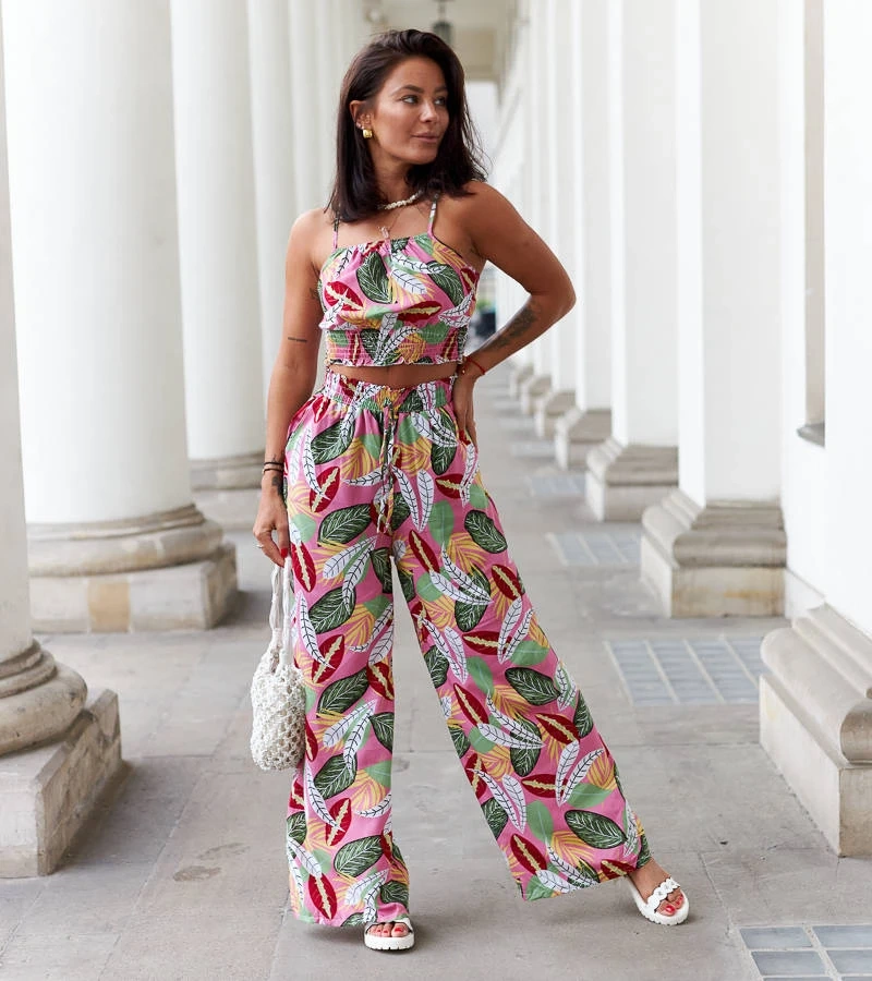 Růžový set s topem a kalhotami Litta