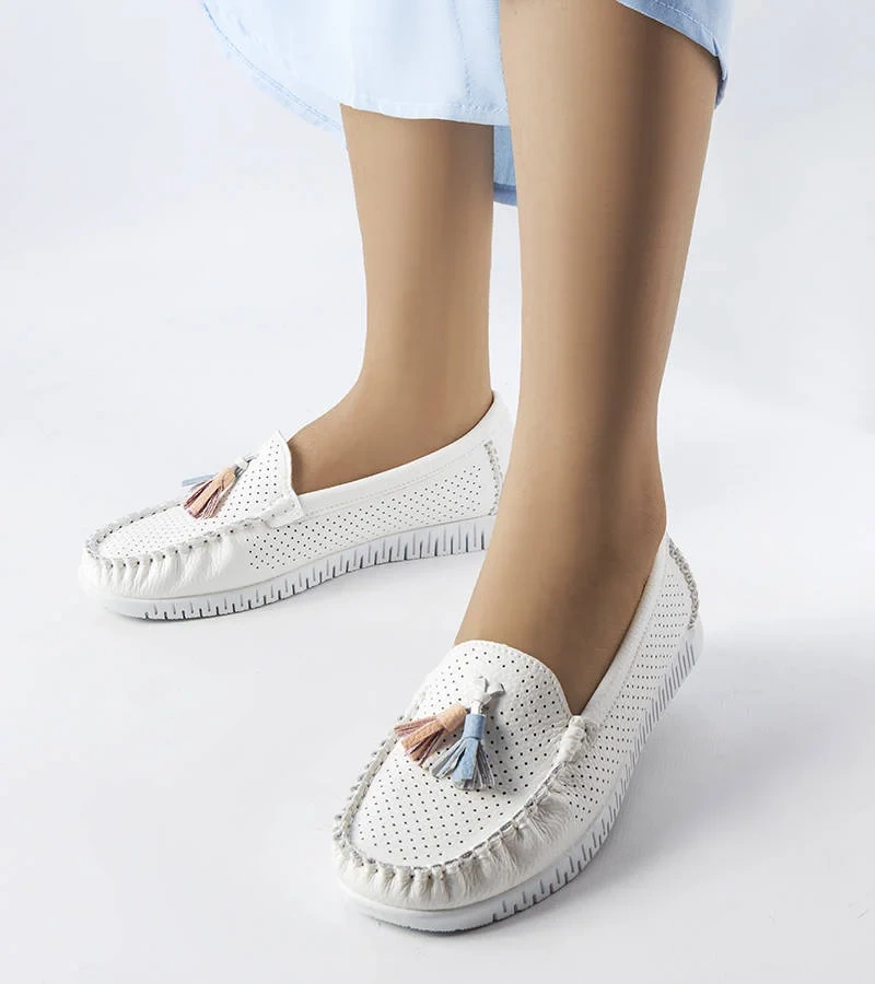 Bílé kožené mokasíny Maryville