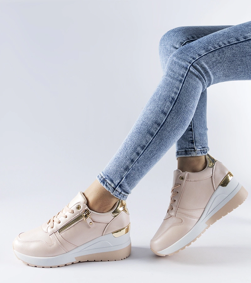 Bežové tenisky zdobené zipem Marietta