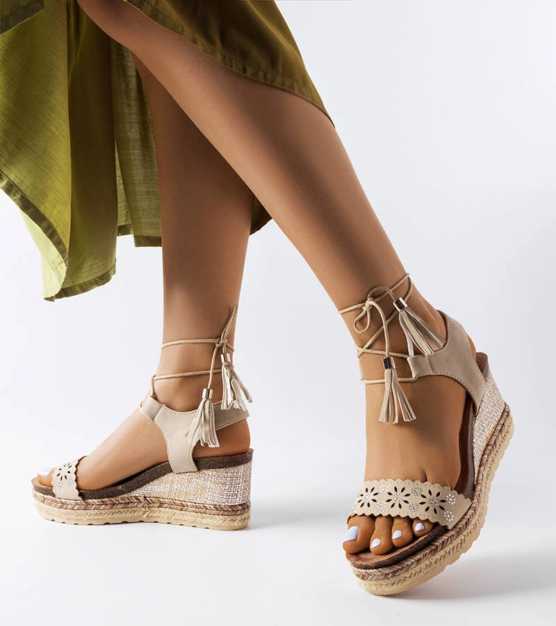 Béžové espadrilky s podpatky Tahoe