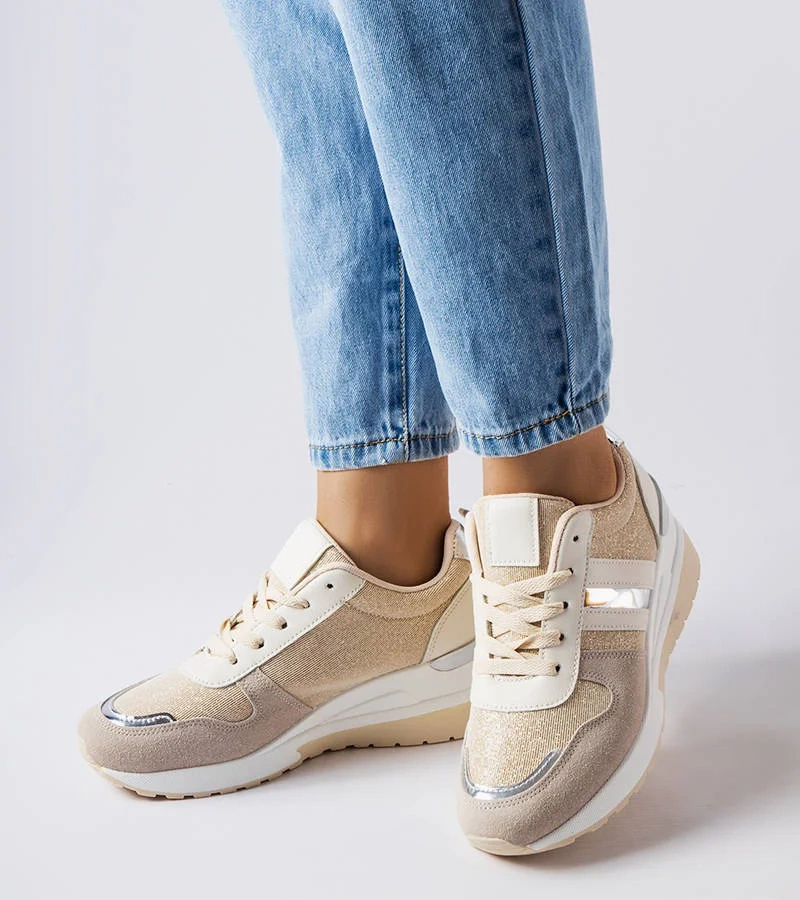 Bežovo-stříbrné tenisky na platformě Titusville