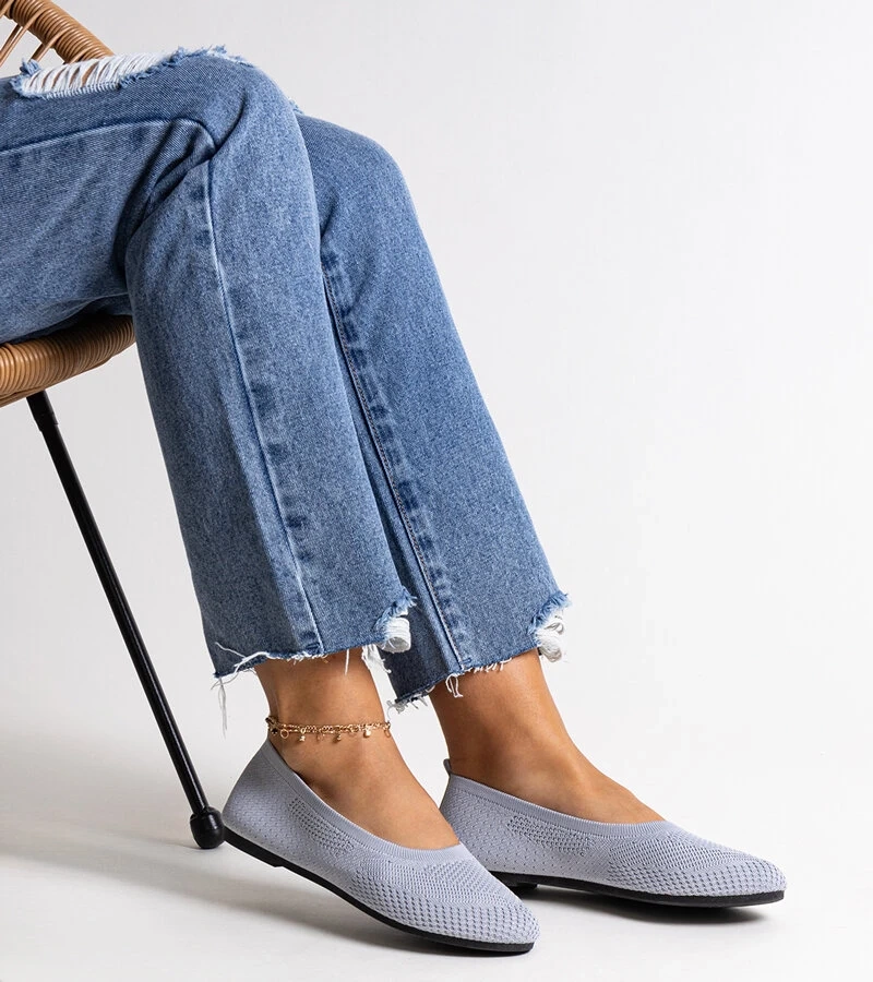 Šedé látkové baleríny Yafia