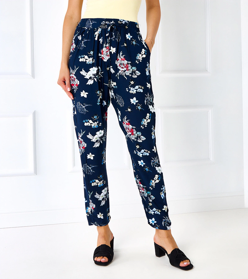 Granátové květinové kalhoty Bazzi