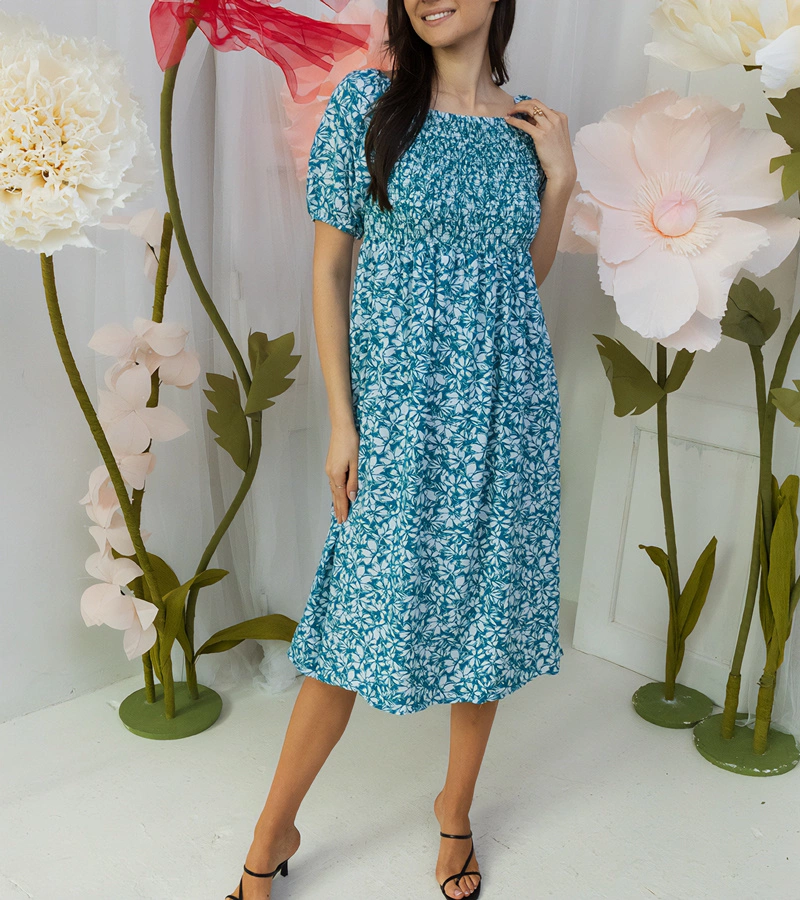 Tmavě zelené šaty s květinami Edoardo