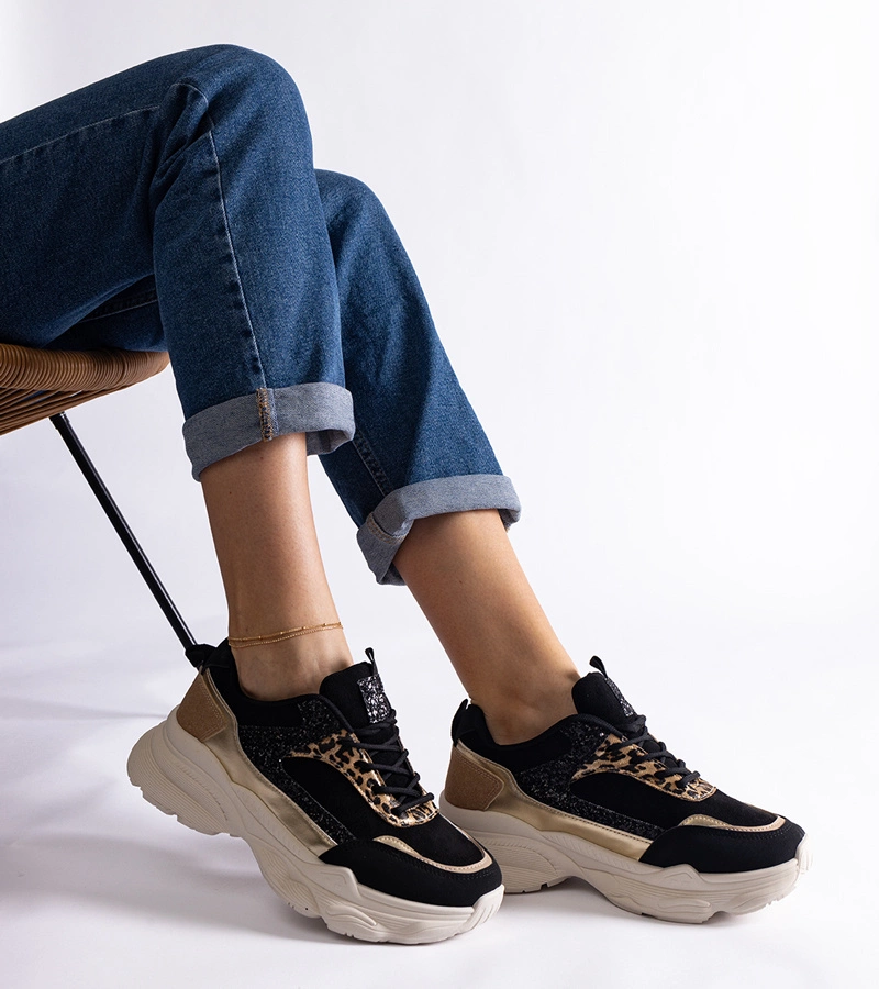 Černé tenisky s třpytivými vložkami Clorinda