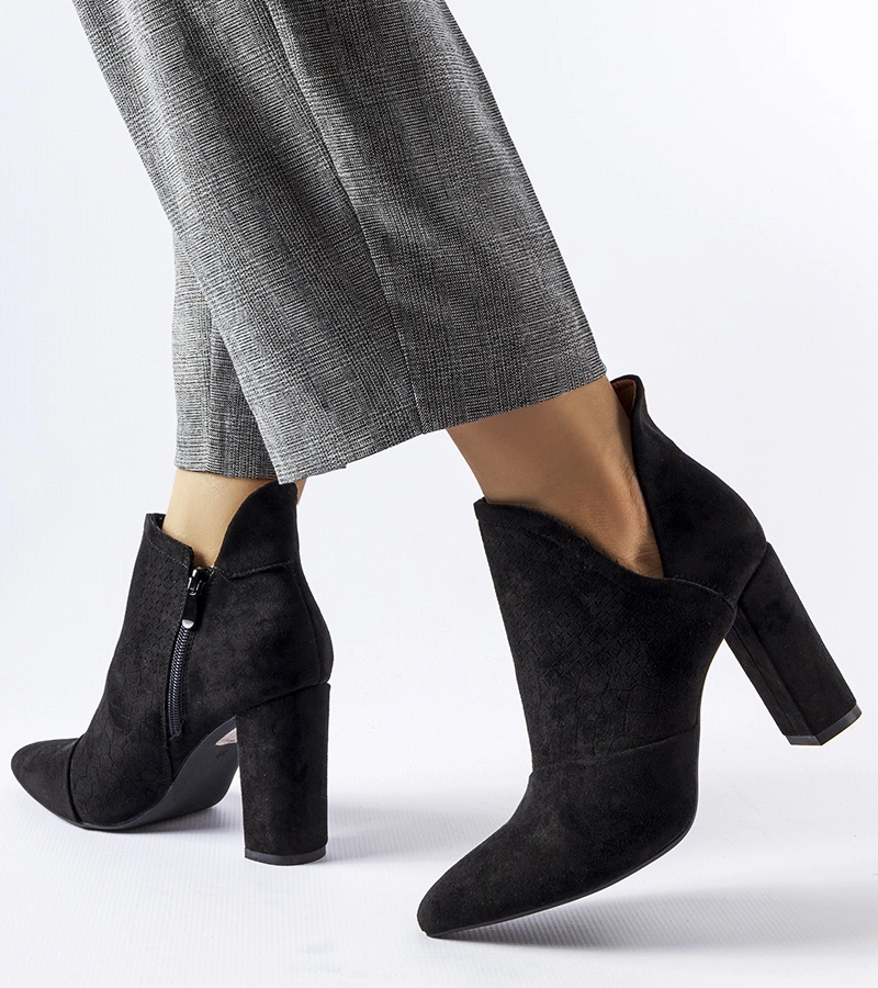 Elegantní černé kotníkové boty na podpatku Willow