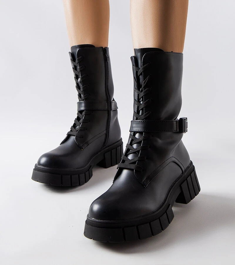 Černé šněrovací boty-workers Rive