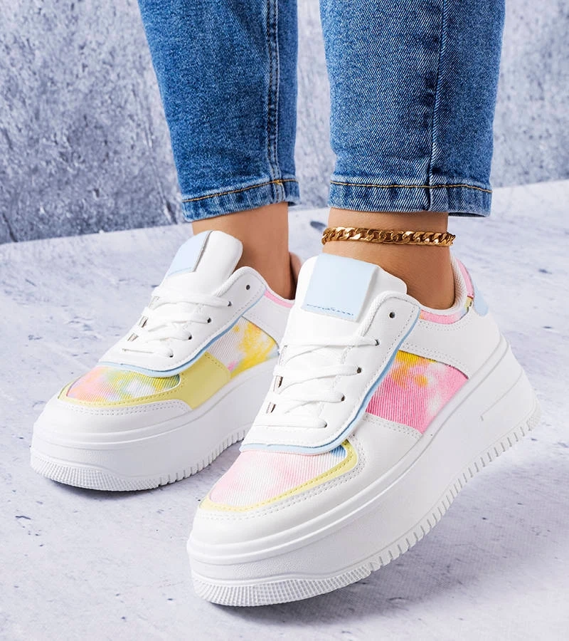 Modrobílé boty Heloise na platformě