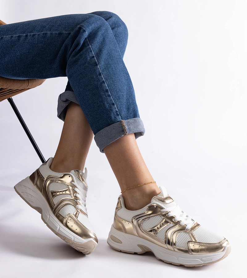 Bílo-zlaté sportovní tenisky Ena