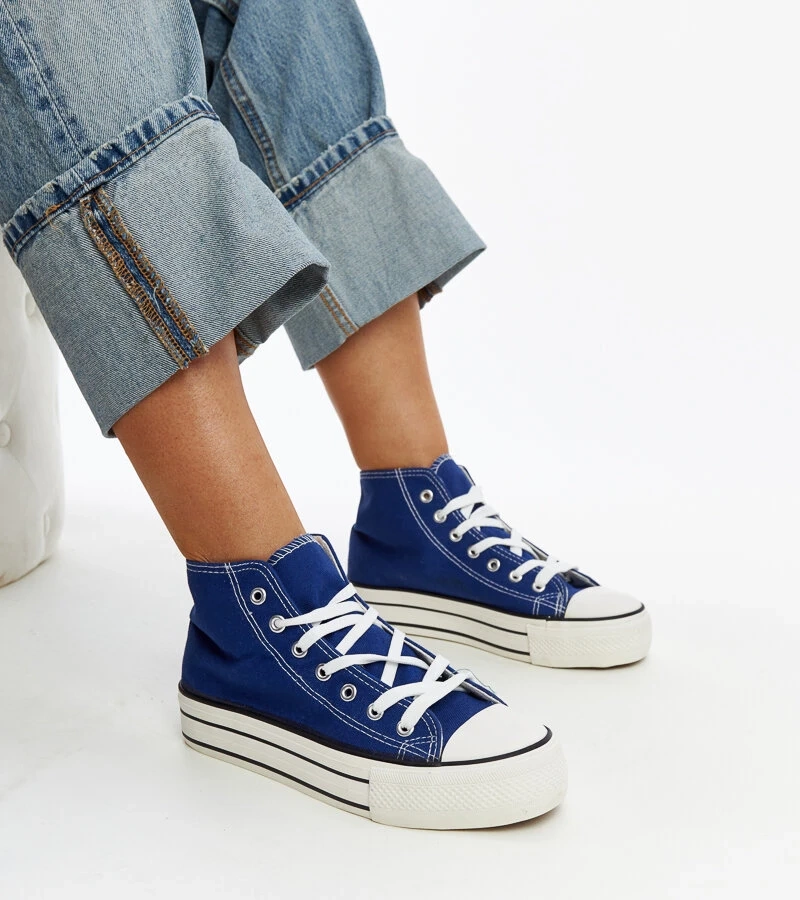 Modré vysoké tenisky na tlusté podrážce Bagy