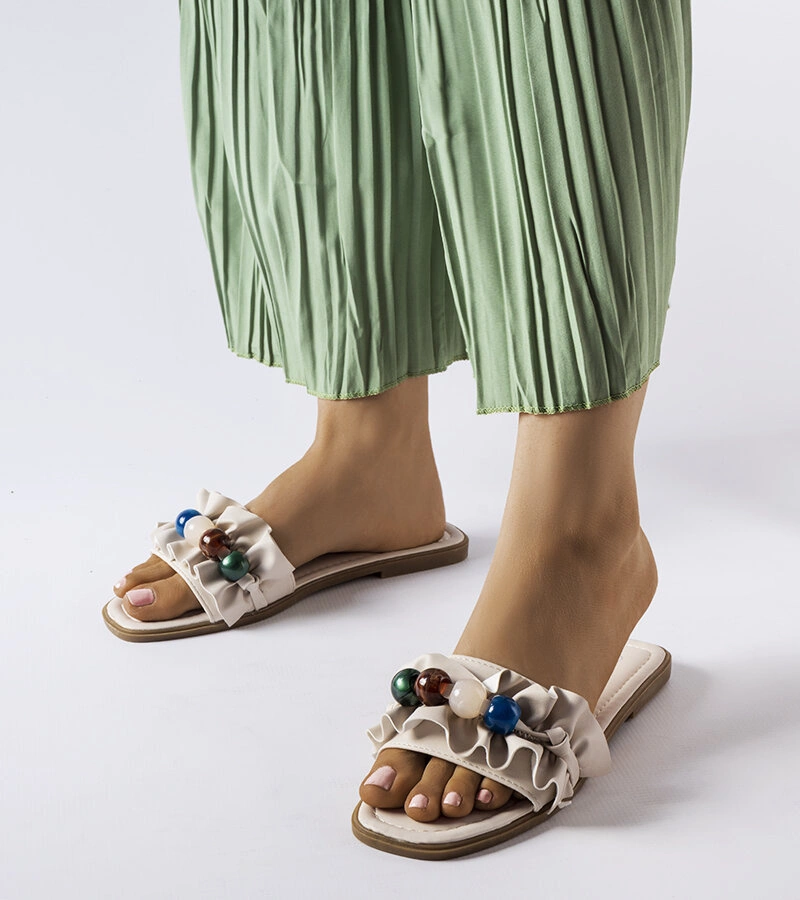 Béžové žabky se záhybem Fortier