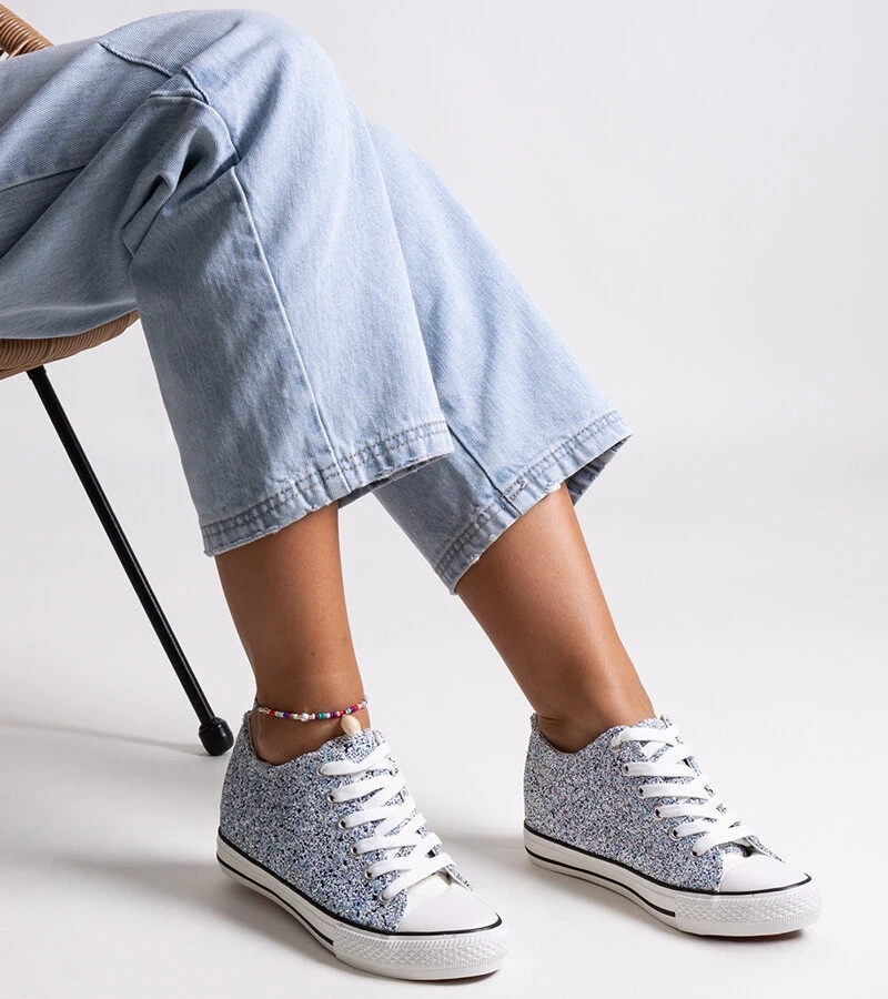 Modré třpytivé vysoké tenisky Jadwa