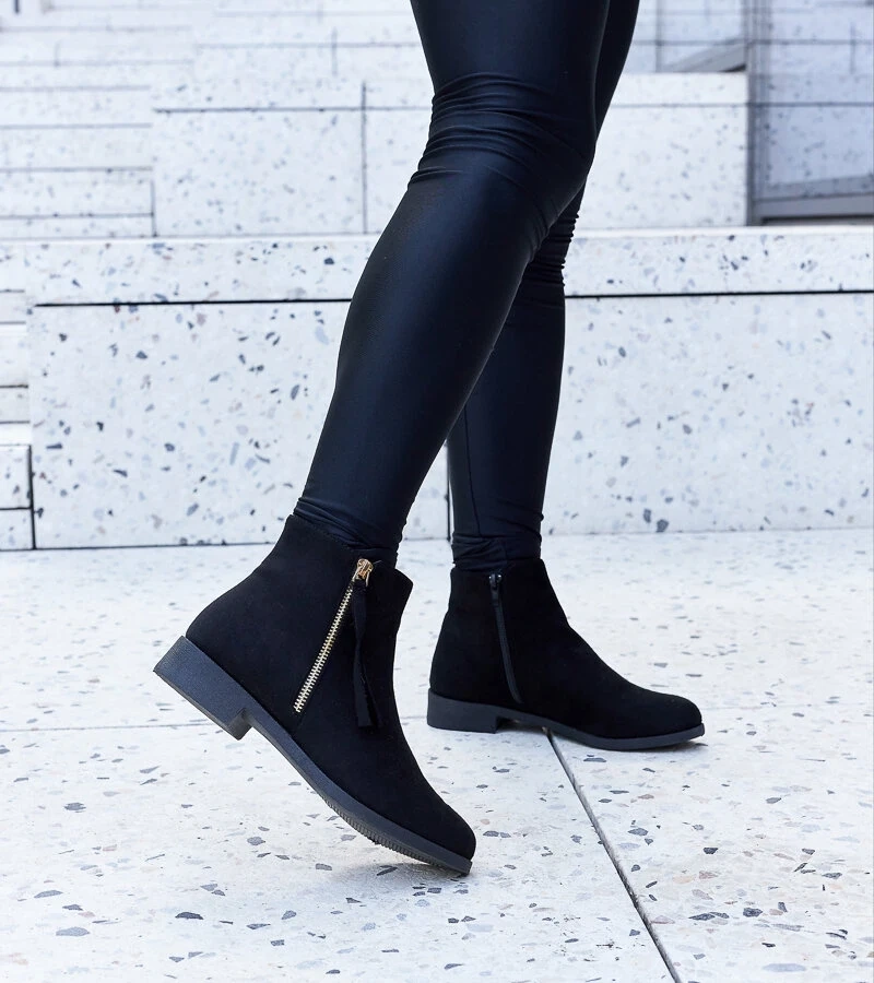 Černé vlněné kotníkové boty z ekologického semiše Paien