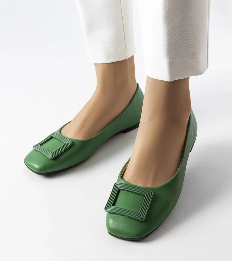 Zelené baleríny s přezkou Sheller