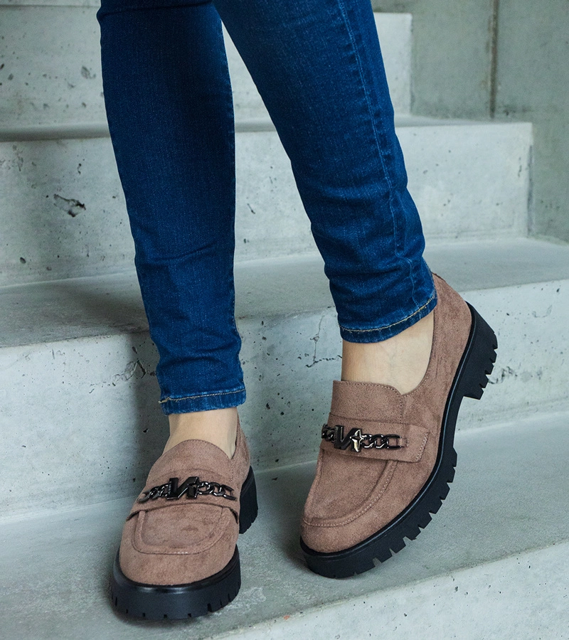 Hnědé semišové mokasíny VINCEZA