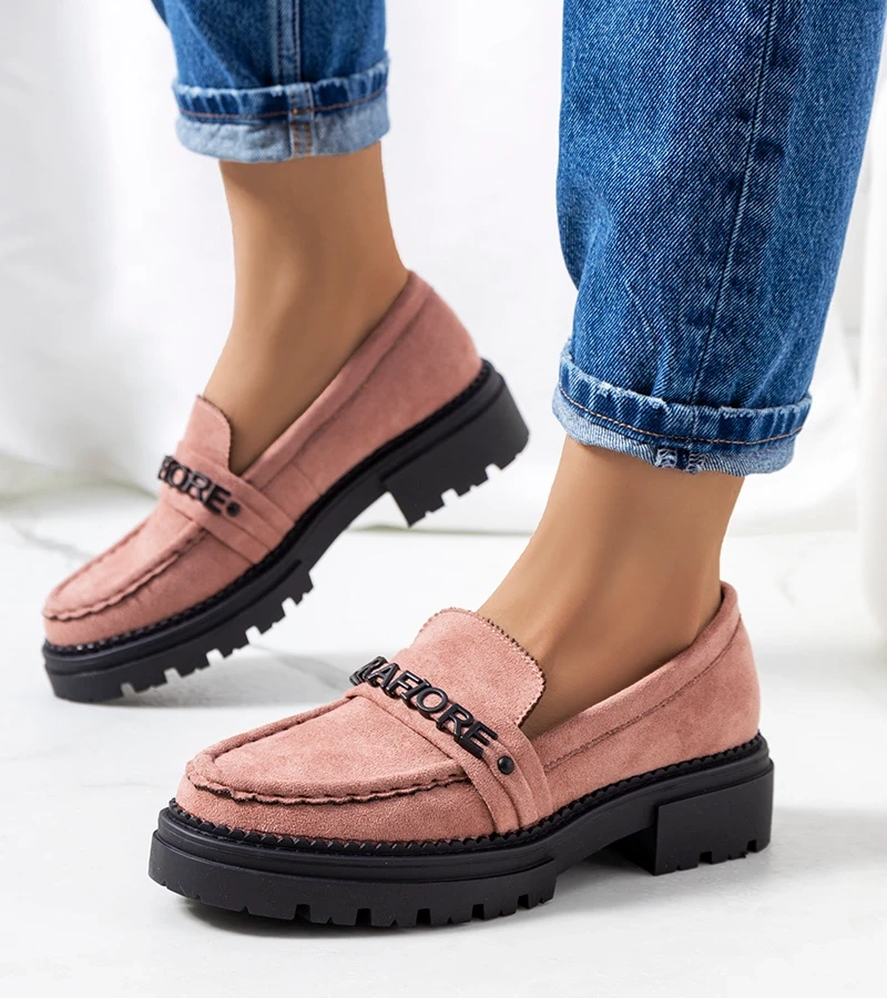 Růžové mokasíny s traktorovou podrážkou od společnosti Gosens