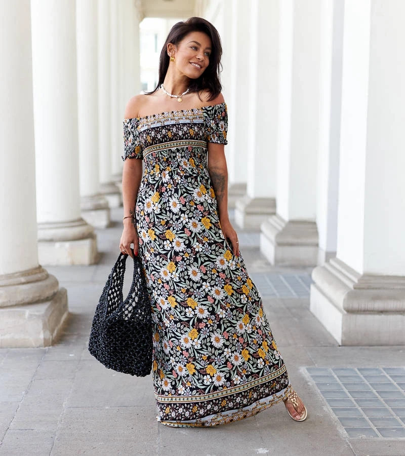 Černé vzorované šaty Delfino