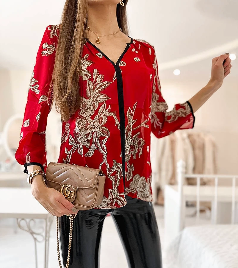 Červená vzorovaná košile Salois