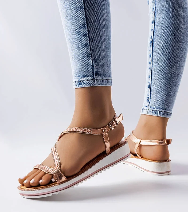 Růžové sandály Orville zdobené zirkony