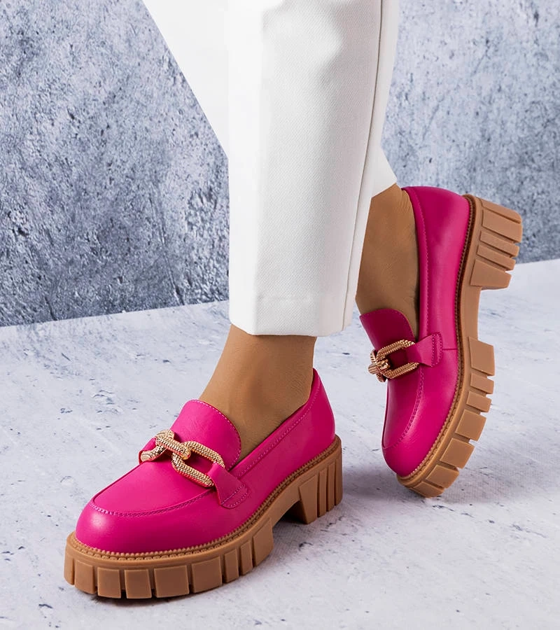 Růžové polobotky se zlatým zdobením Adriney