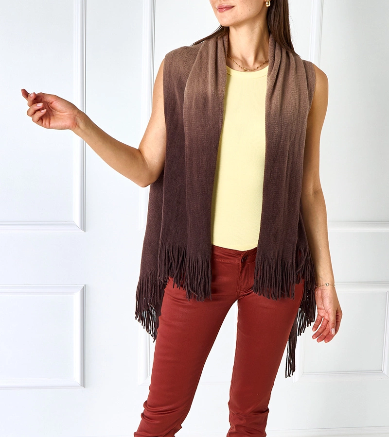 Hnědá přehozka s třásněmi Lankinaka