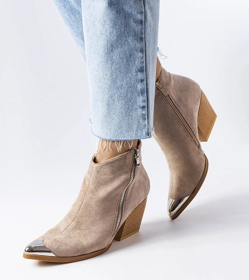 Kovbojské boty s kovovým nosem Beige Vergne