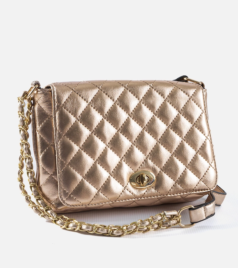 Zlatá prošívaná kabelka přes rameno Quartilla