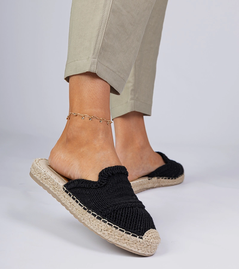 Černé dámské pantofle espadrilky Pretino