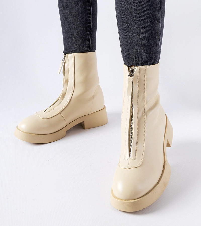 Bežové zateplené botky s zipem Baldo