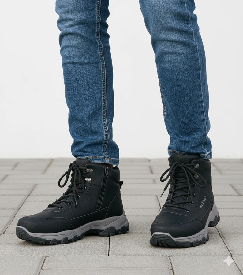 Černé zateplené pánské trapery na zvýšené podešvi Pedro