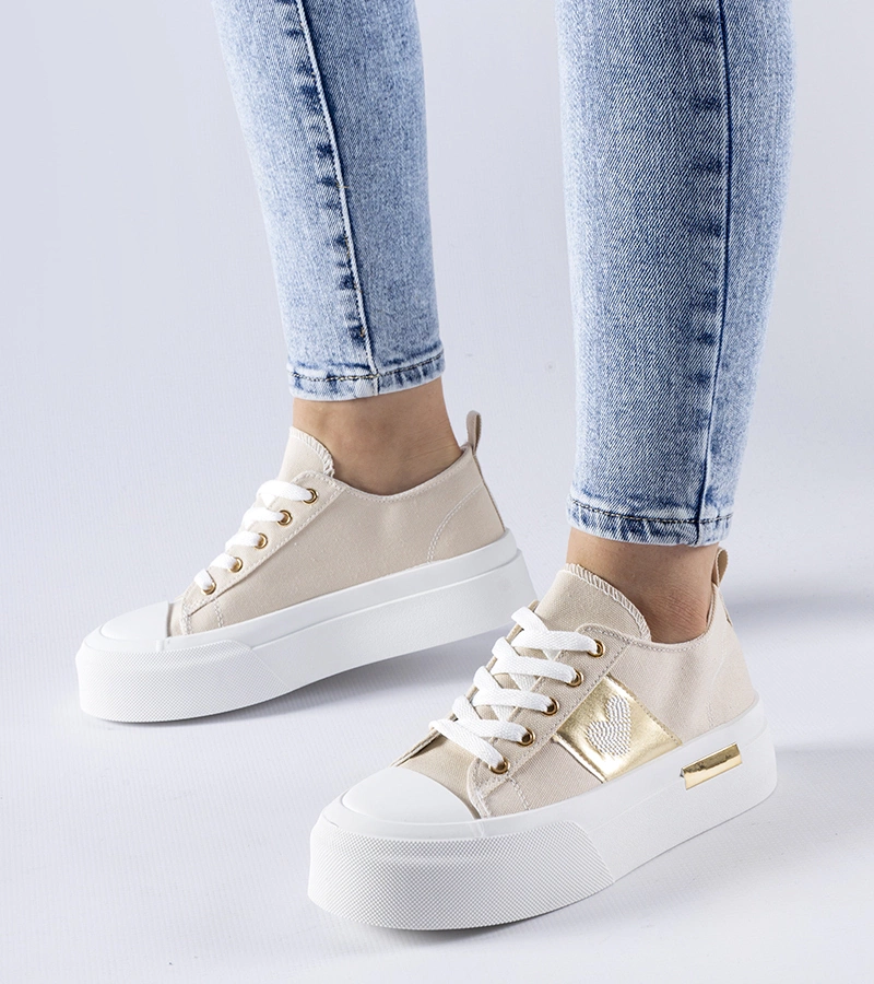 Bežovo-zlaté tenisky na platformě Lawton