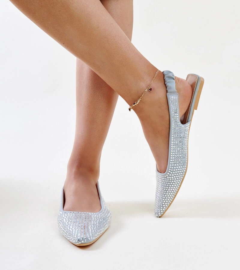 Lesklé šedé sandály Nadiana s otevřenou patou