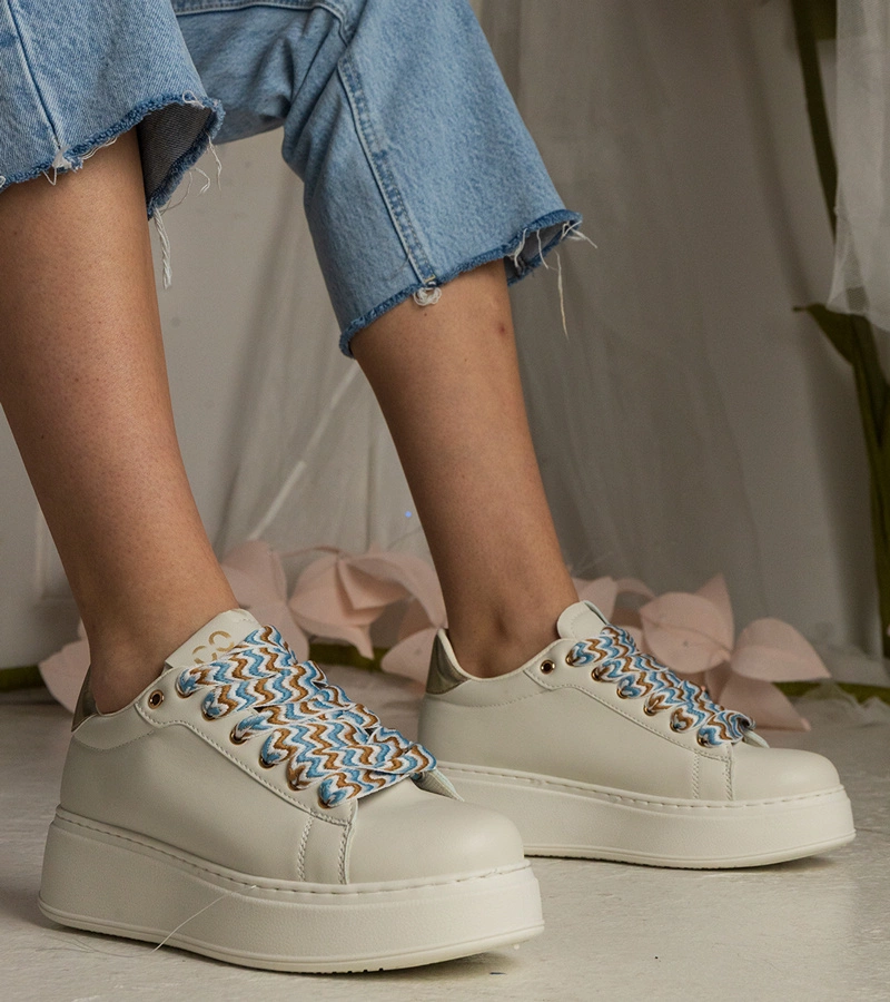 Béžové dámské tenisky s masivním šněrováním Kessa