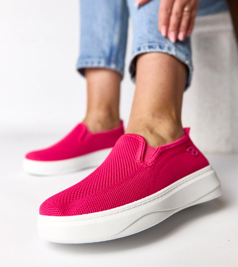 Růžové plátěné tenisky na klínku Céleste