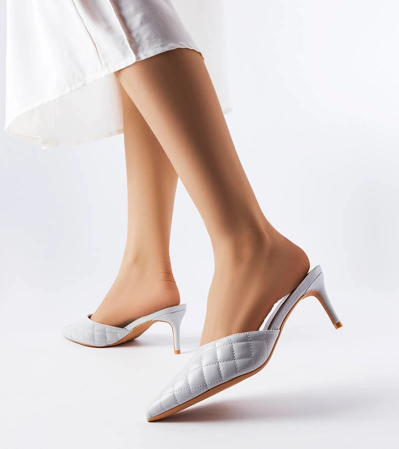 Žabky Lambert grey quilted stiletto