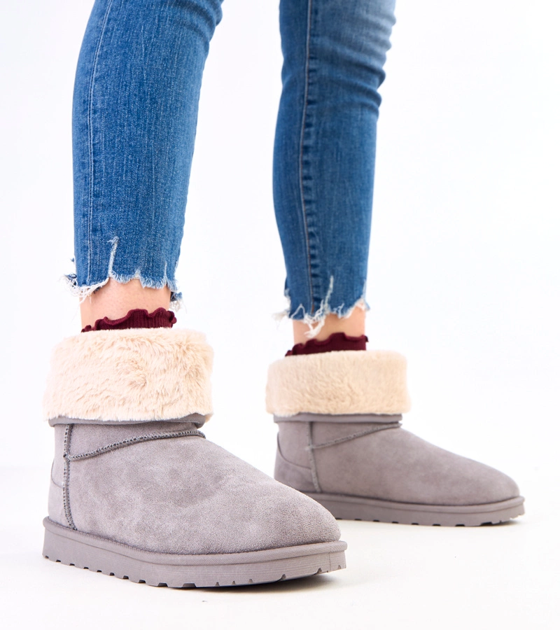 Šedé sněhule s kožešinou na platformě Meggi