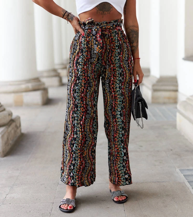 Černé široké plisované kalhoty Archimede