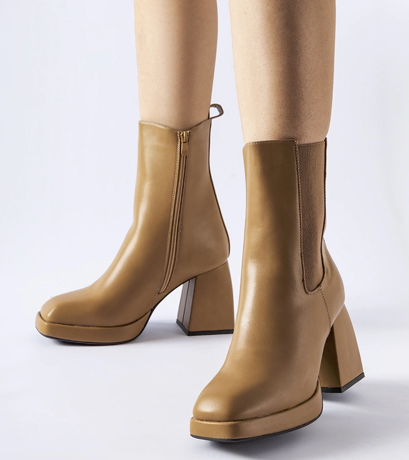 Zelené kotníkové boty na podpatku 5892 KHAKI