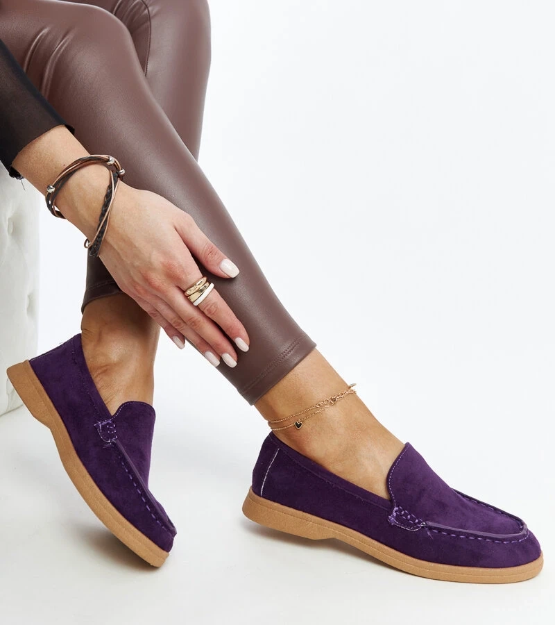 Fialové semišové polobotky Rumay