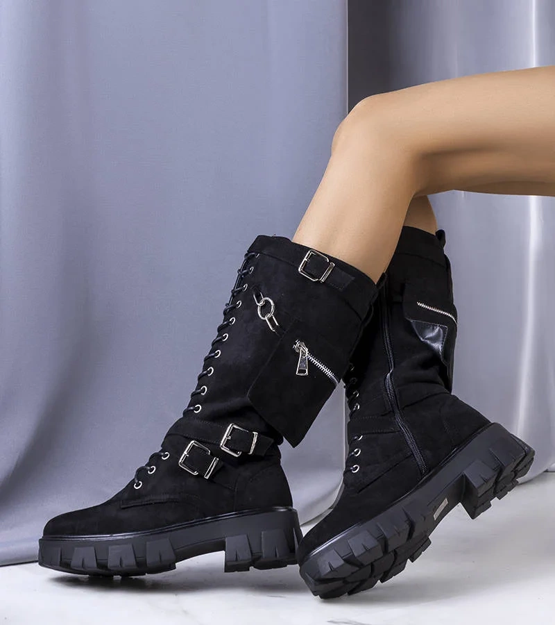 Černé zateplené boty se sáčkem Sedin